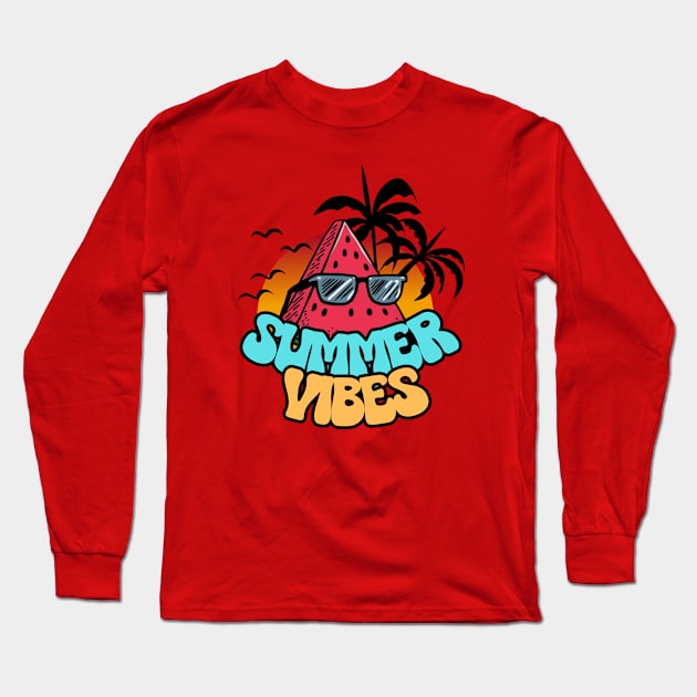 Summer Vibes Funny Design Long Sleeve T-Shirt by Montony